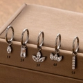 G23 titanium oorringen met zirkoon hangers in vijf verschillende geometrische stijlen - Marquise Stijl (1#) / Zilver