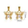 Detail of 18K gold bow earrings with round gemstone, dimensions 17.5mm by 18mm - Butterfly - Gold