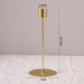 20.5cm height gold metal candlestick holder with minimalist round base and glossy finish - Large (20.5cm) / Gold