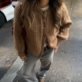 Cardigan in maglia marrone da donna con maniche lunghe e scollo rotondo a bottoni - S / Marrone