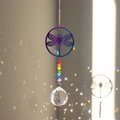Rainbow crystal suncatcher with dragonfly metal charm and colorful hanging beads - Colorful Gold Dragonfly