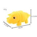 Yellow triceratops fidget toy with dimensions 14x6.5cm and soft silicone texture - Dinosaur / Yellow Articulated Dinosaur
