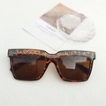 Oversized square tortoiseshell sunglasses with crystal embellishments and brown lenses - Leopard Print