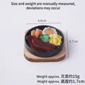Miniature iron plate beef steak food model keychain with wooden base decor - Steak Teppanyaki - No Keychain