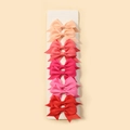 Set of 10 colorful grosgrain ribbon bow hair clips for girls in various shades of red - Orange Coral Magenta Pink Red Mixed (#1)