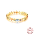 Rainbow gemstone S925 sterling silver ring with colorful zircons in a gold finish - US 6 / Gold-Rainbow Eternity(#7)