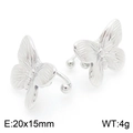 Pendientes de clip de mariposa en metal plateado con diseño elegante y minimalista - Pendientes de clip de mariposa color acero
