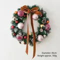 45 cm Weihnachtskranz mit Zapfen und rosa Ornamenten mit brauner Samtschleife - 45CM Rosérosa Beflockter Kiefernzapfen (Ohne Licht)