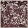 Detail of dark brown tie-dye bandana featuring classic white paisley patterns on fabric - 54*54CM / Brown