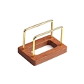Brown wooden base storage rack with golden metal frames on a white background - Ebony Receding Pattern Single Base