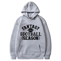 Grauer American Football Fantasy Season Print Hoodie mit klassischer Kängurutasche - S / Oberteile / Grau (Football-Druck)