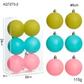 Set van 6 matte kerstballen van 8 cm in geelgroen, cyaan en zachtroze kleuren - 8CM Gekleurde Ballen Stijl A (6 stuks)