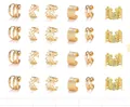 60 pieces of gold plated non-pierced ear cuff jewelry set with 6 diverse hollow leaf styles - 60 Pieces Set / Gold
