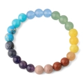 Bracelet de perles multicolores style Zen avec pierres naturelles polies pour hommes et femmes - Arc-en-ciel