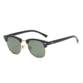 Klassische Clubmaster-Sonnenbrille mit schwarz-goldenen Rahmen und grünen Gläsern - Glänzend Schwarz Gold G15 Polarisiert C5