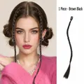 Brownish black synthetic hair extension clip for lazy bun hairstyle with claw clip - 1PC - Braided Hair Extension / Calico