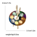Detailed size view of an art palette brooch with multi-color enamel and dimensions - Colorful