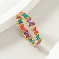 Anello a farfalla in acciaio al titanio con smalto colorato luminoso da donna - US 7 / Oro + Viola