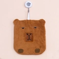 Cute brown Capybara cartoon hanging hand towel made of soft absorbent coral fleece - Square Capybara