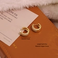 Chic 18K gold plated thick copper hoop earrings with micro-set zircon stones - Round Style (3#圆形)