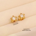 Star-shaped gold stainless steel stud earrings with round crystal for a trendy look - Star Style