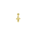 Detail of 18k gold plated bubble cross pendant with a smooth and glossy metallic finish - Letter T Pendant