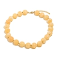 Amber acrylic beaded necklace with 18K gold-plated stainless steel beads on white background - Cream Yellow Acrylic Round Bead Necklace (Gold Accessories) / Beige
