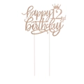Nahaufnahme von Tortenaufsatz zum 12. Geburtstag in Roségold-Glitzer mit Krone und Stern - 12. Geburtstag (Stil 12) / Roségold