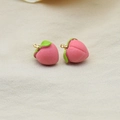 DIY jewelry charm featuring pink peach resin pendant with green leaf and gold loop - Whole Peach