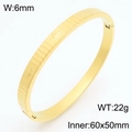 Gold vintage buckle bangle with star engraving 60x50mm inner diameter and 6mm width - Star Stripe Style (KB210991-KSZ) / Gold