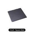 Square 4-inch black slate coaster plate with natural rough stone texture and 10cm edges - Square 10*10cm