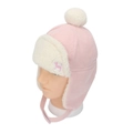 Rosa Cord-Wintermütze für Kinder mit Welpen-Stickerei und warmem Fleece-Futter - 2-6 Jahre / Rosa