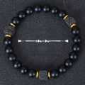 8mm black matte stone and square lava rock strength bracelet with gold spacers - All Black Matte Style (Strength-1)