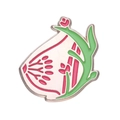 Artistic pink and green floral enamel pin with a rose gold metal frame in badge style - Pink Green Floral Bulb