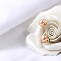 Boucles d'oreilles triangle en argent S925 avec perles d'eau douce roses élégantes - Argent 925 + Perle naturelle / Rose (Plaqué or)