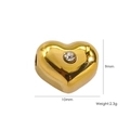Polished 14K gold-plated heart pendant with clear zircon stone for DIY jewelry - Single Rhinestone Heart Pendant (9x10mm)