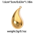 Golden teardrop stainless steel pendant for minimalist jewelry, 1.6cm by 3cm size - TP0847 Smooth Tear / Gold
