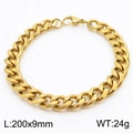 Golden stainless steel Cuban link bracelet, 9mm width, featuring interlocking chain design - 9mm Gold
