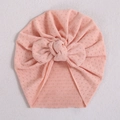 Cute light pink baby turban hat with hollow pattern and large bow decoration - Pale Pink (#9)