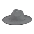 Close-up of grey wool fedora hat showing textured wide brim and refined stitching detail - Adult 57-60cm / Dark Gray