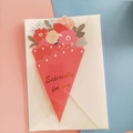 3D flower bouquet greeting card with red cone and Especially for you golden text - 433# Red (With Envelope Independent Packaging)