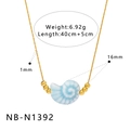 Detailed dimensions for the 16mm blue conch pendant necklace with a 1mm gold chain - Blue White Swirl Shell Necklace (NB-N1392)