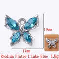 Blue heart bow alloy pendant for jewelry making with lake blue crystals and white gold plating - Lake Blue Butterfly