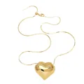Minimalist gold heart pendant necklace with smooth snake chain for women - Medium Heart Pendant