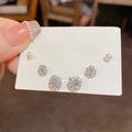 Set di orecchini a perno in argento S925 con zirconi e perle gioielli minimalisti - Argento (J03-412)