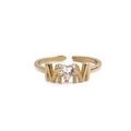 Golden adjustable MOM ring with heart-shaped zircon for Mother's Day fashion - M and Heart/MOM Implication (SCR0378-MOM)