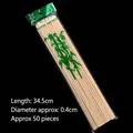 Pack de 50 palitos de bambú natural de 34,5cm para postres en bolsa transparente con verde - Brochetas de Bambú 0.5x35cm Aprox 50 Unidades