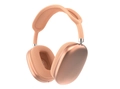 Casque sans fil supra-auriculaire en or rose avec texture métallique et rendu 3D - Orange