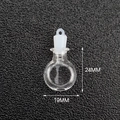 Mini 24mm x 19mm transparent glass wish bottle with white stopper for DIY crafts - Transparent Flat Round Liquor Bottle + Rubber Stopper