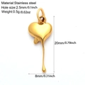 Gold stainless steel bleeding heart pendant charm with dimensions and weight specs - Gold Tone Melting Heart (G13)